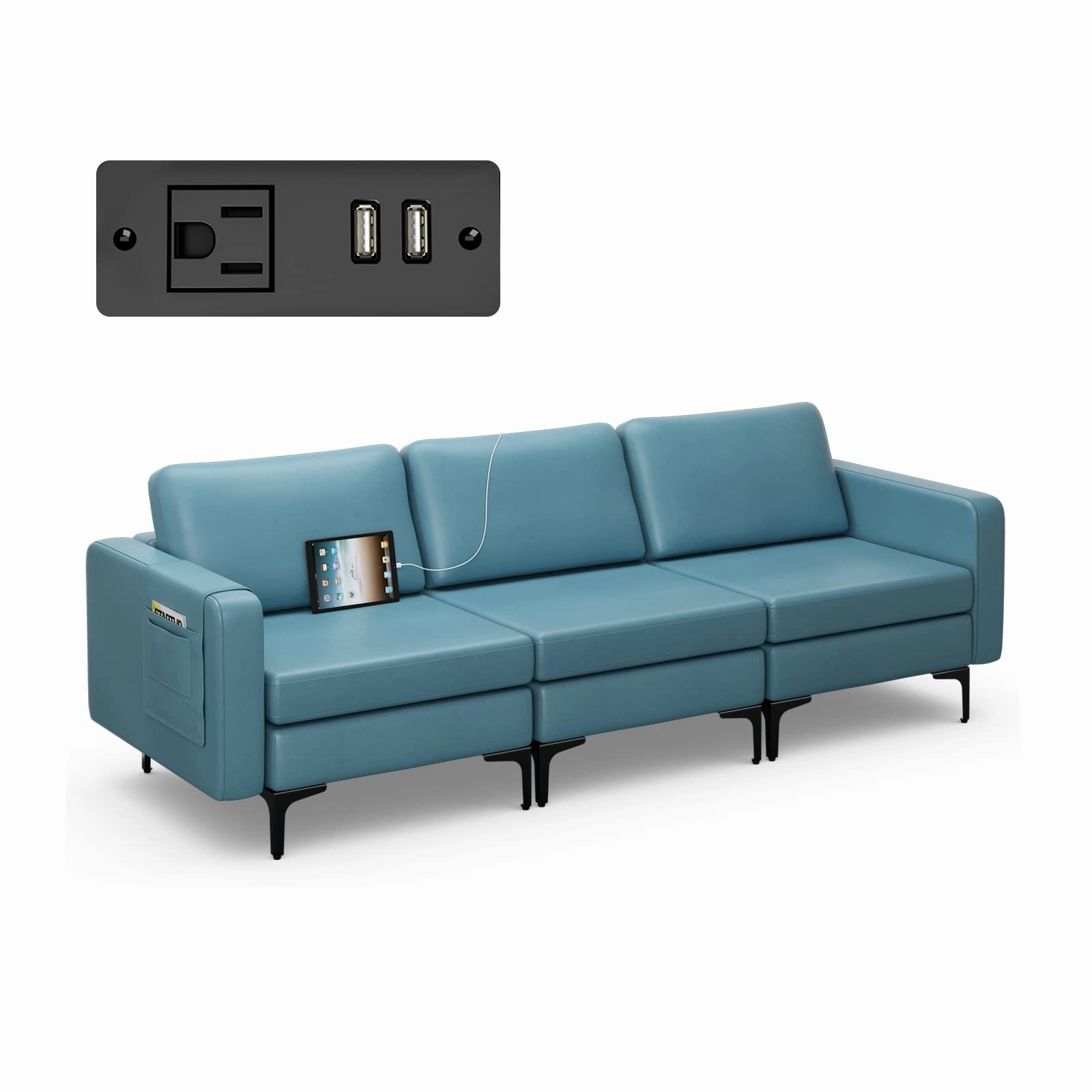 Giantex 3 Seat Sectional Sofa Couch, 94.5" L Modular Sleeper