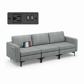 Giantex 3 Seat Sectional Sofa Couch, 94.5" L Modular Sleeper sectional sofa, corner couch