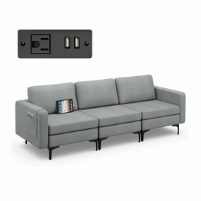 Giantex 3 Seat Sectional Sofa Couch, 94.5" L Modular Sleeper storage ottoman, pouf