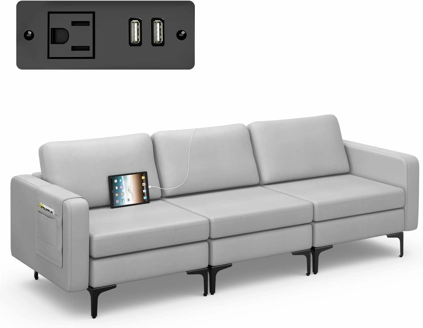 Giantex 3 Seat Sectional Sofa Couch, 94.5" L Modular Sleeper