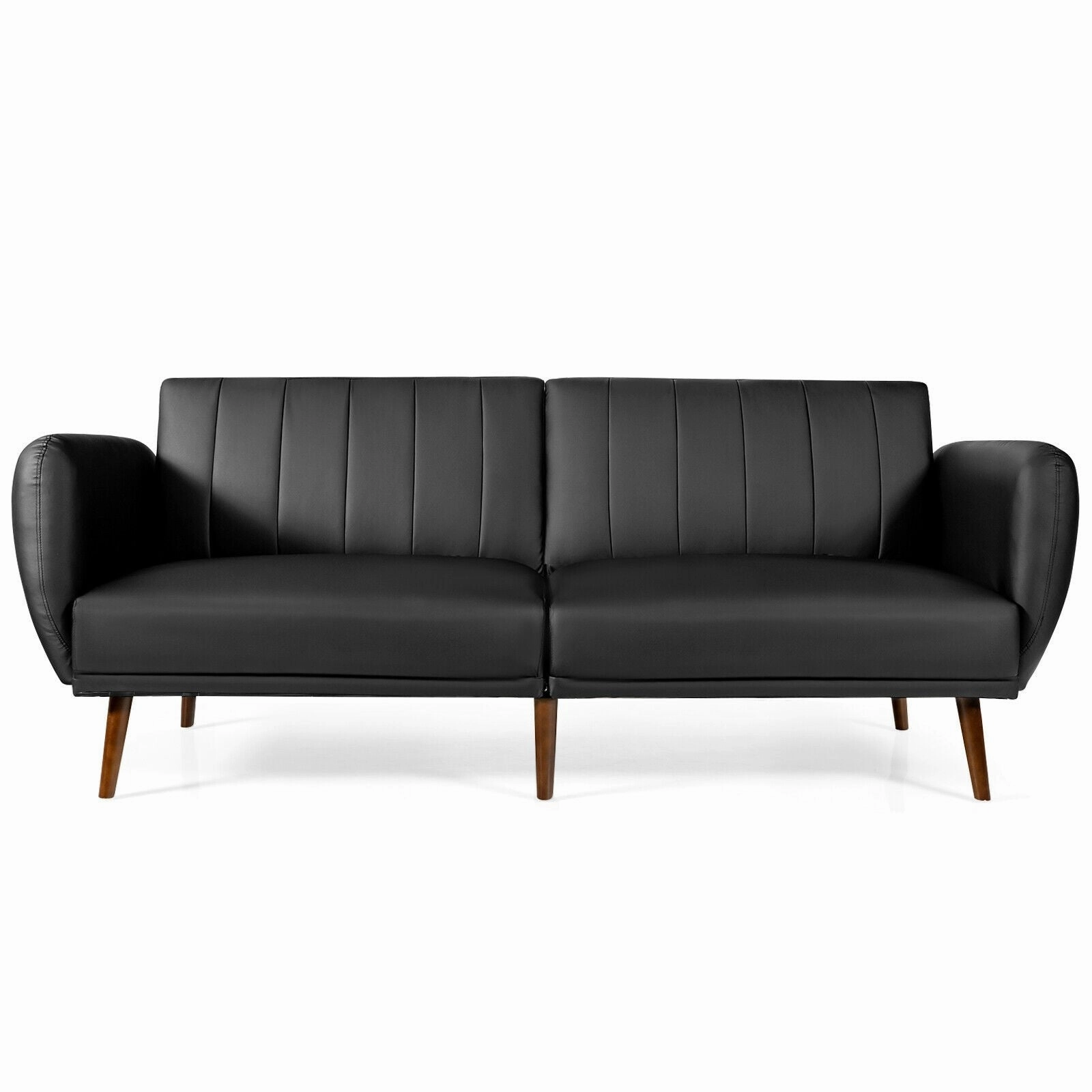 Giantex 3 Seat Sofa Bed, Convertible Futon Sofa,  Adjustable Backrest, Foldable Couch Sleeper with Armrest (Black) storage ottoman, pouf