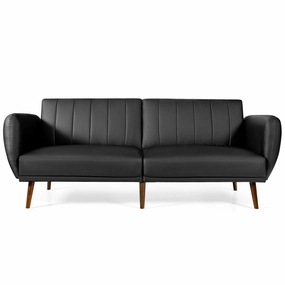Giantex 3 Seat Sofa Bed, Convertible Futon Sofa,  Adjustable Backrest, Foldable Couch Sleeper with Armrest (Black) sectional sofa, corner couch