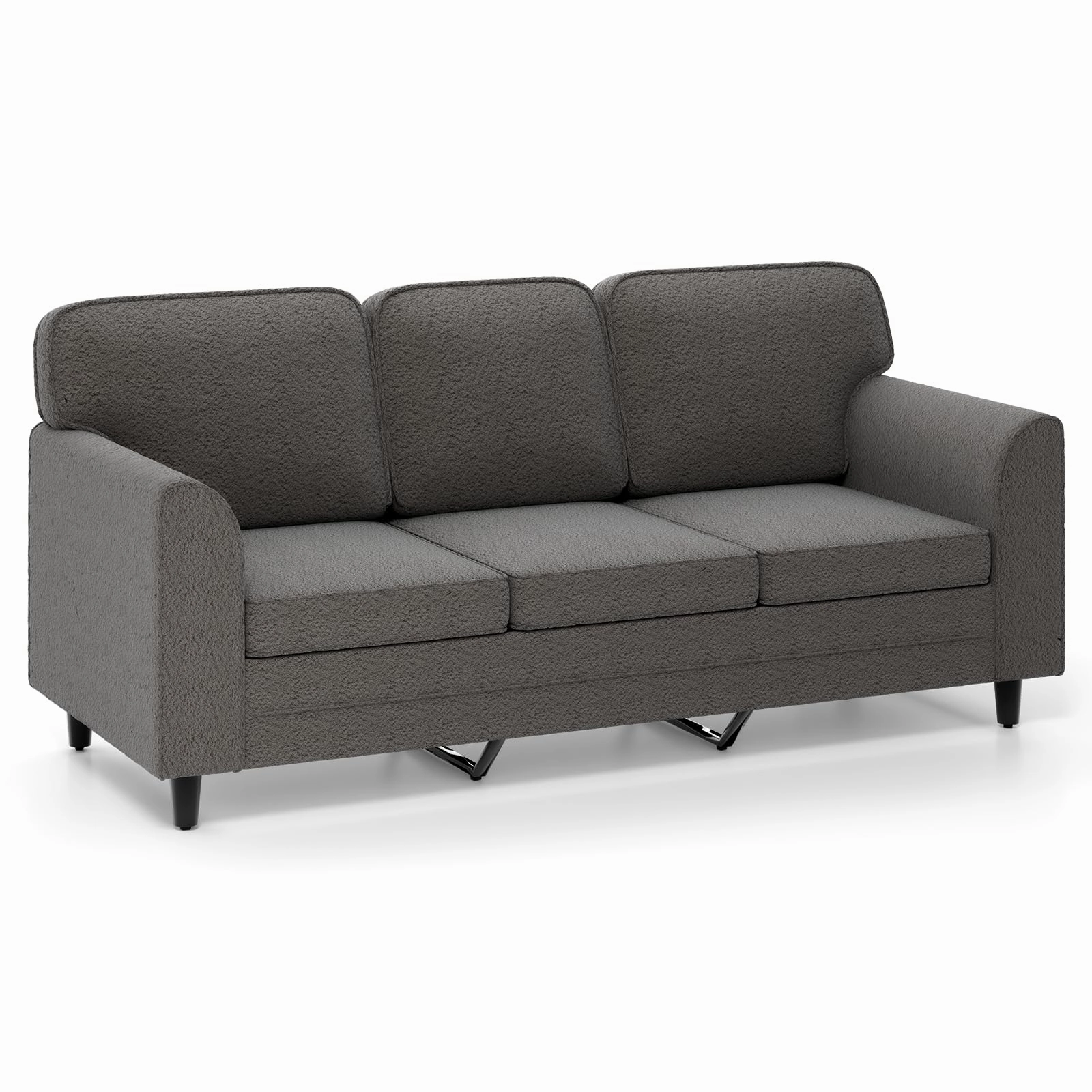 Giantex 3 Seater Couch - 79 Mid Century Modern Upholstered Sofa with Armrests, Sturdy Legs sectional sofa, corner couch
