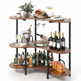 Giantex 3-Tier Bar Table, Corner Bar Cabinet, Liquor Home Bar Unit with Stemware Racks & Storage Shelves kitchen towel, placemats
