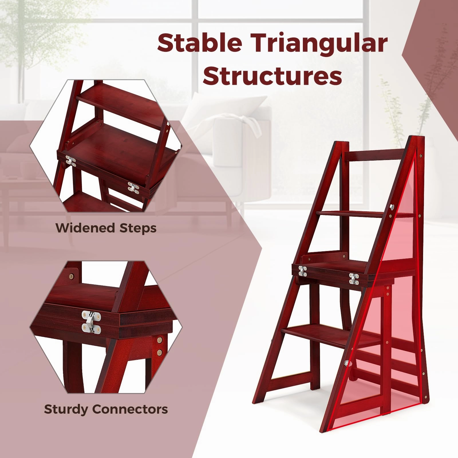 Giantex 3 Tier Folding Ladder Chair, Convertible 3 Step Stool and Chair w/Safety Locks for Adults