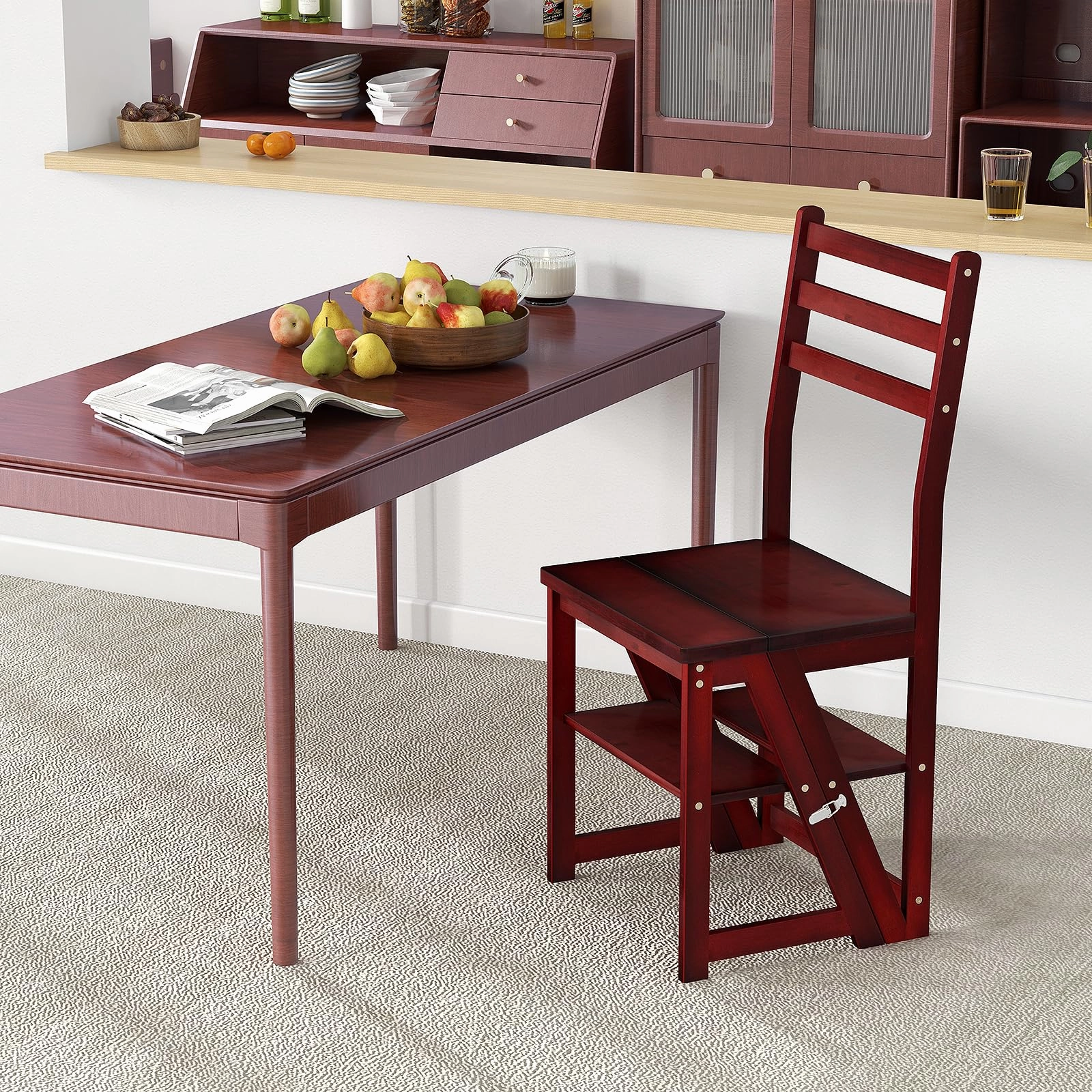 Giantex 3 Tier Folding Ladder Chair, Convertible 3 Step Stool and Chair w/Safety Locks for Adults