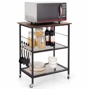 Giantex 3 Tier Kitchen Bake's Rack, Rolling Microwave Cart, Industrial Bar Service Cart kitchen towel, placemats