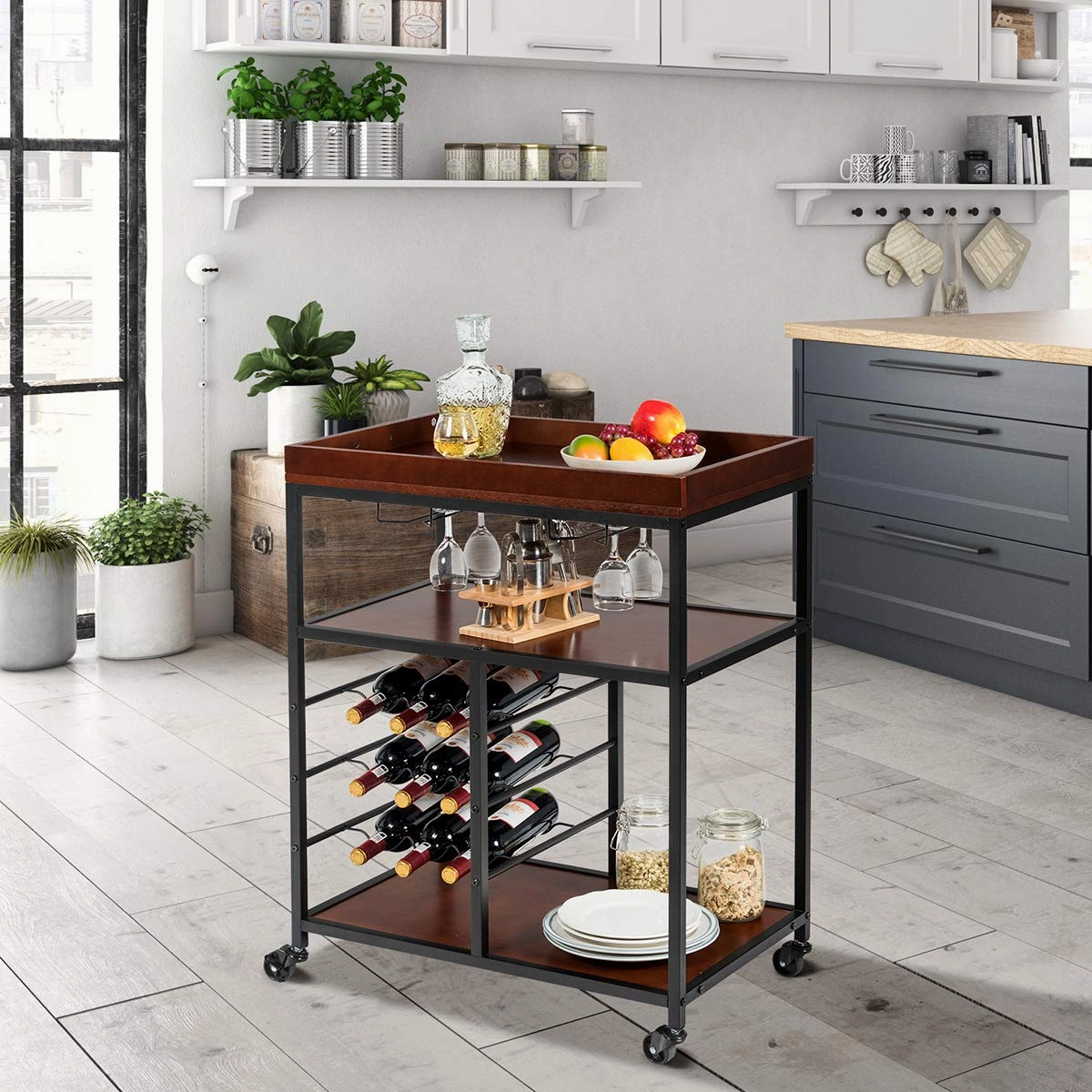 Giantex 3-Tier Kitchen Island Cart Rolling Trolley