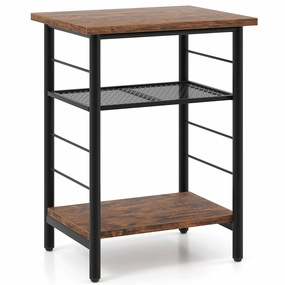 Giantex 3-Tier Side Table with Adjustable Mesh Shelf entry bench, mudroom storage