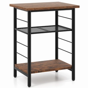 Giantex 3-Tier Side Table with Adjustable Mesh Shelf throw pillow, fuzzy blanket