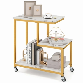 Giantex 3 Tier Side Table with Wheels for Living Room Bedroom Office entry bench, mudroom storage