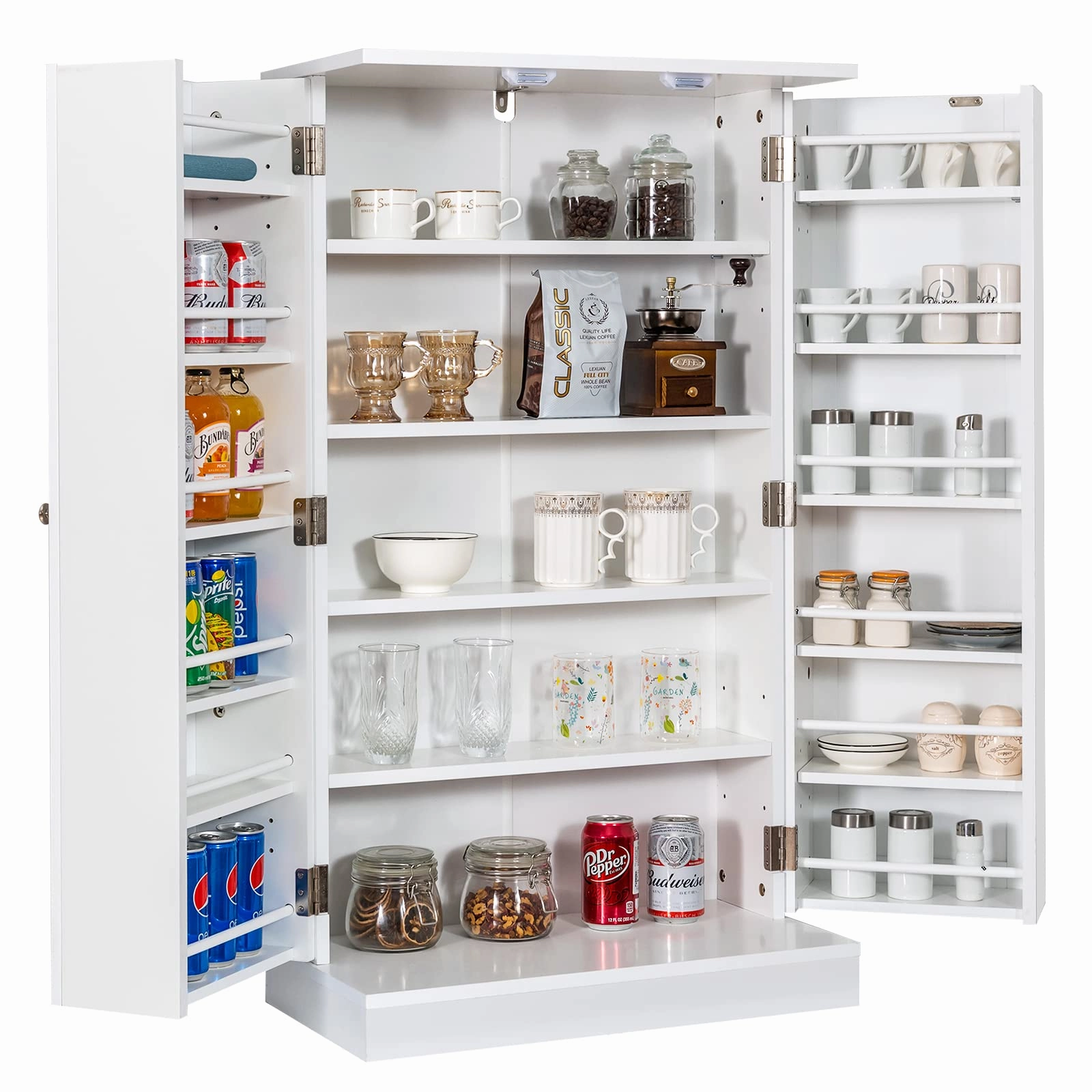 Giantex 41" Kitchen Pantry Cabinet, 2-Door Storage Cabinet with 17 Shelves kitchen towel, placemats