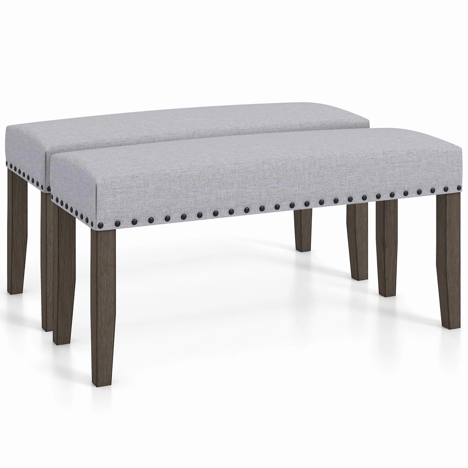 Giantex 42.5 Upholstered Entryway Bench, Set of 1/2 Dining Bench with Nailhead Trim