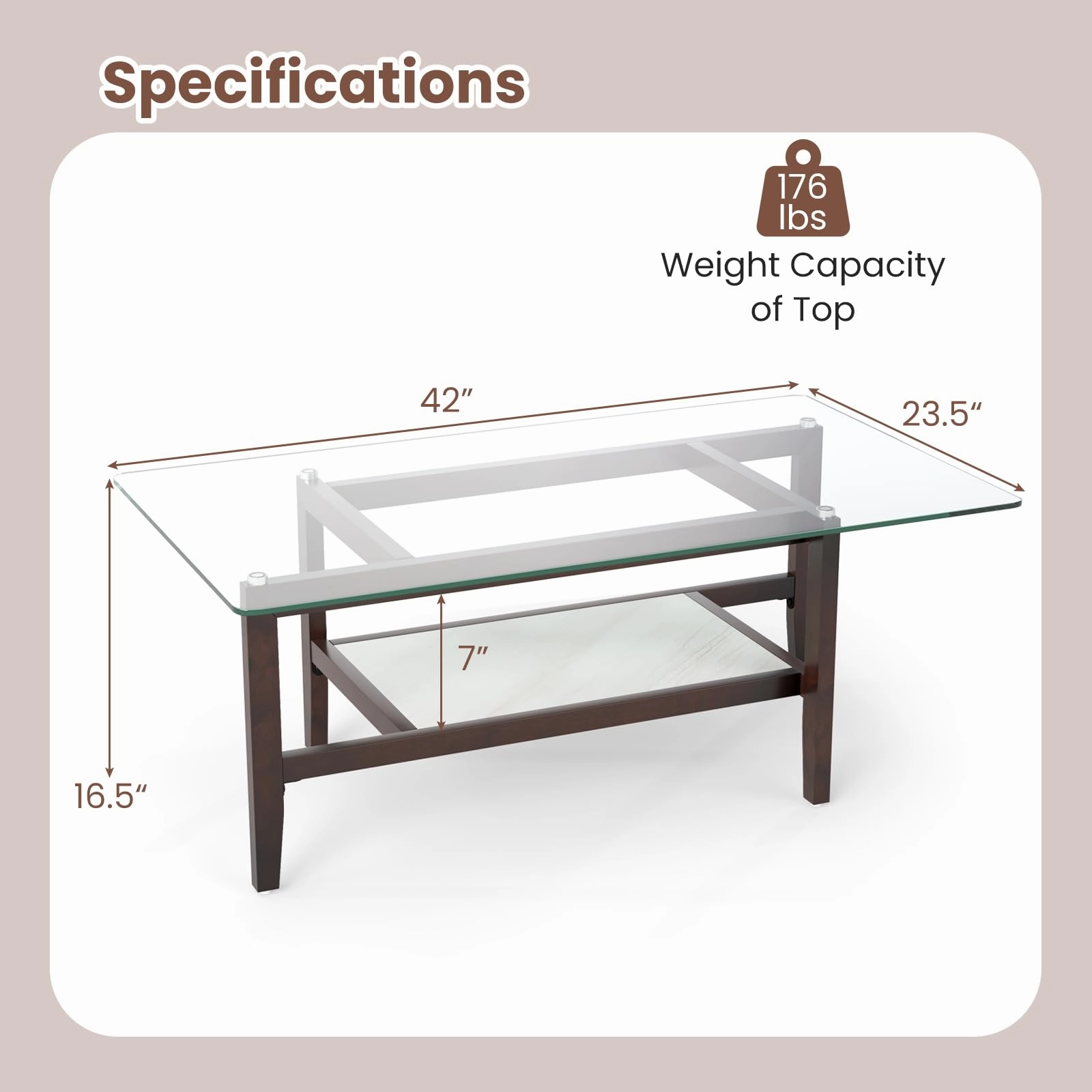 Giantex 42 Inch Glass Coffee Table