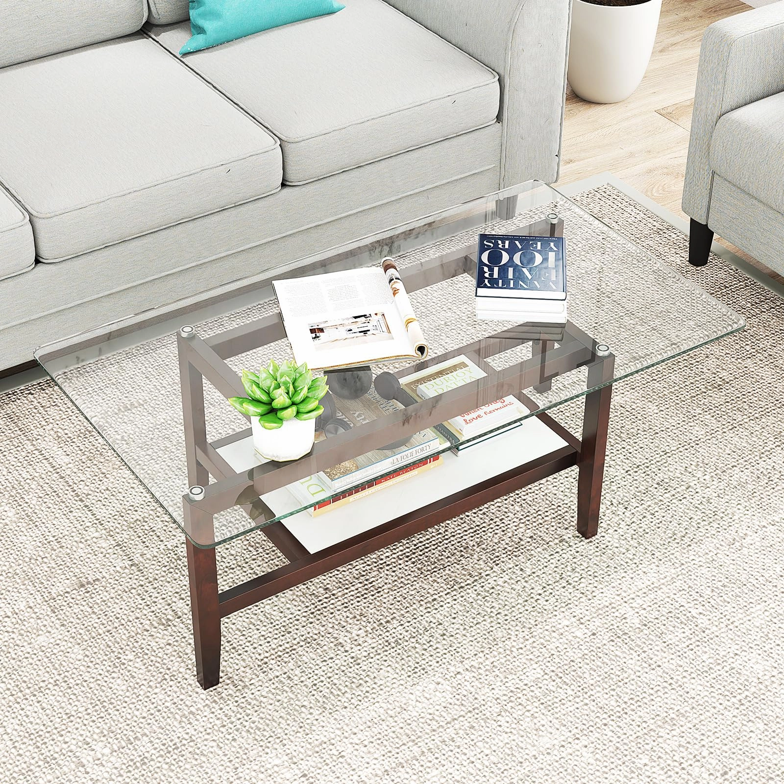 Giantex 42 Inch Glass Coffee Table