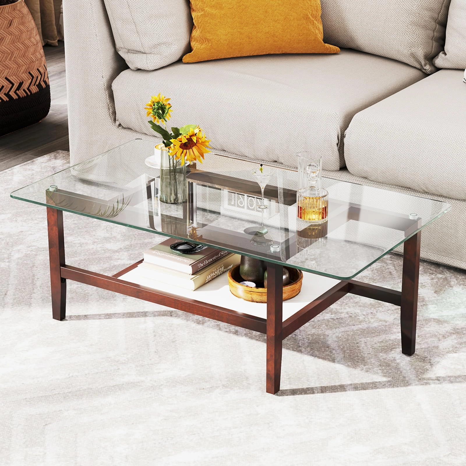 Giantex 42 Inch Glass Coffee Table
