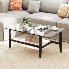 Giantex 42 Inch Glass Coffee Table throw pillow, fuzzy blanket