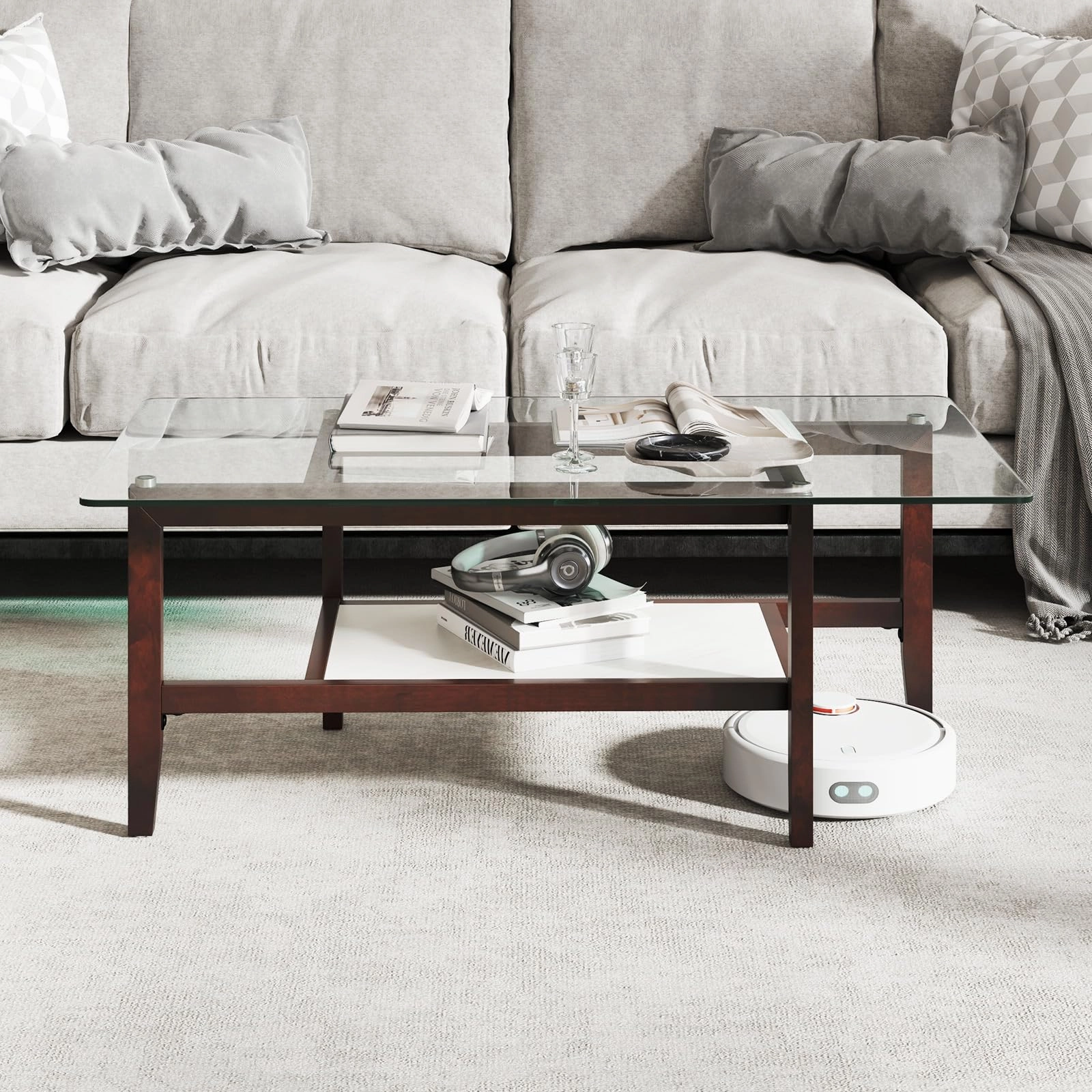 Giantex 42 Inch Glass Coffee Table