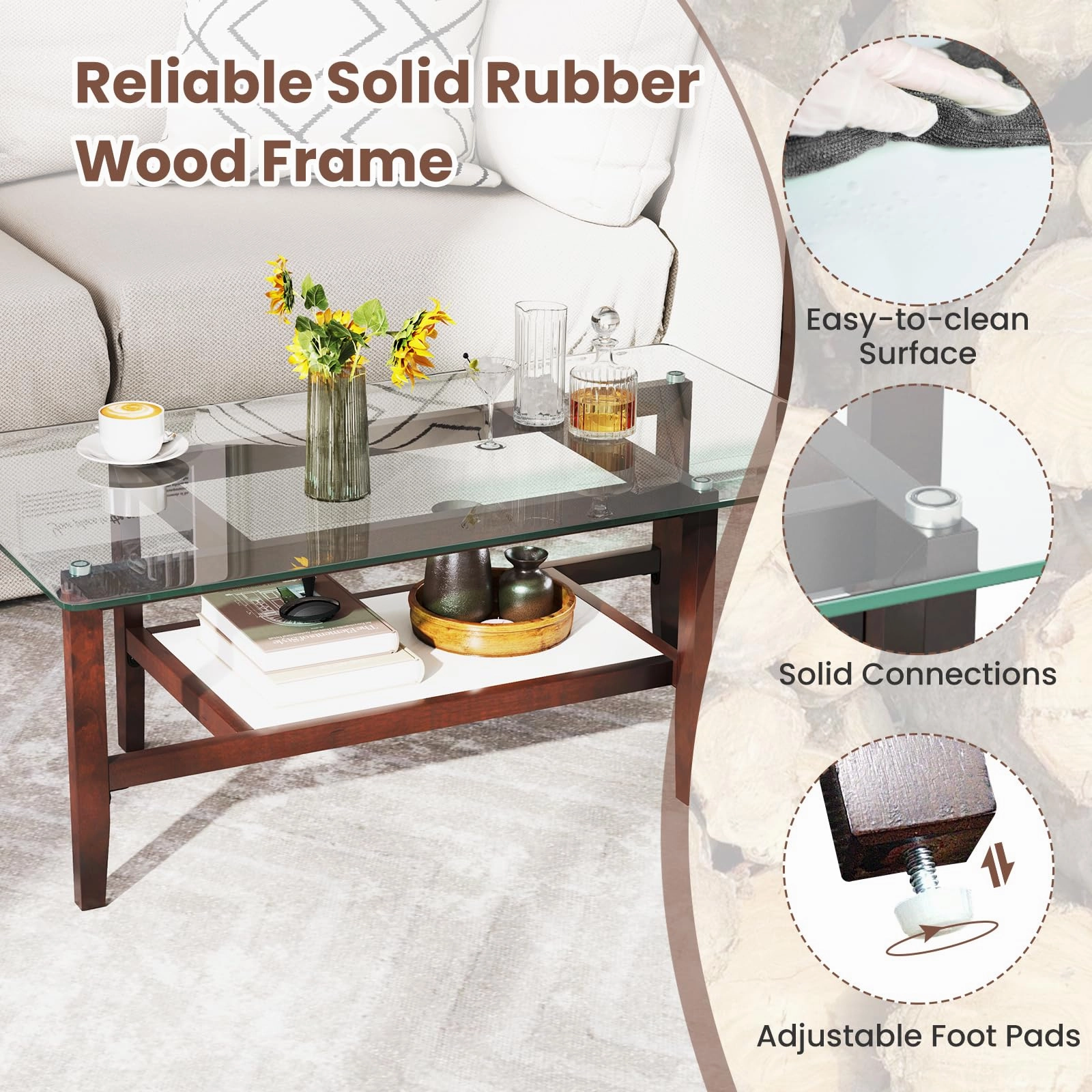 Giantex 42 Inch Glass Coffee Table