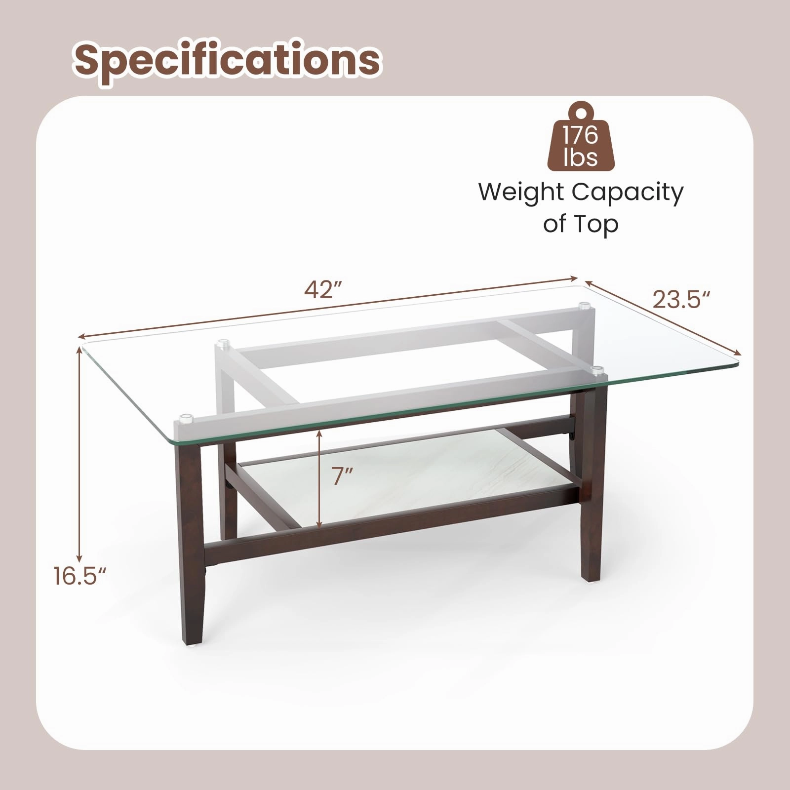 Giantex 42 Inch Glass Coffee Table