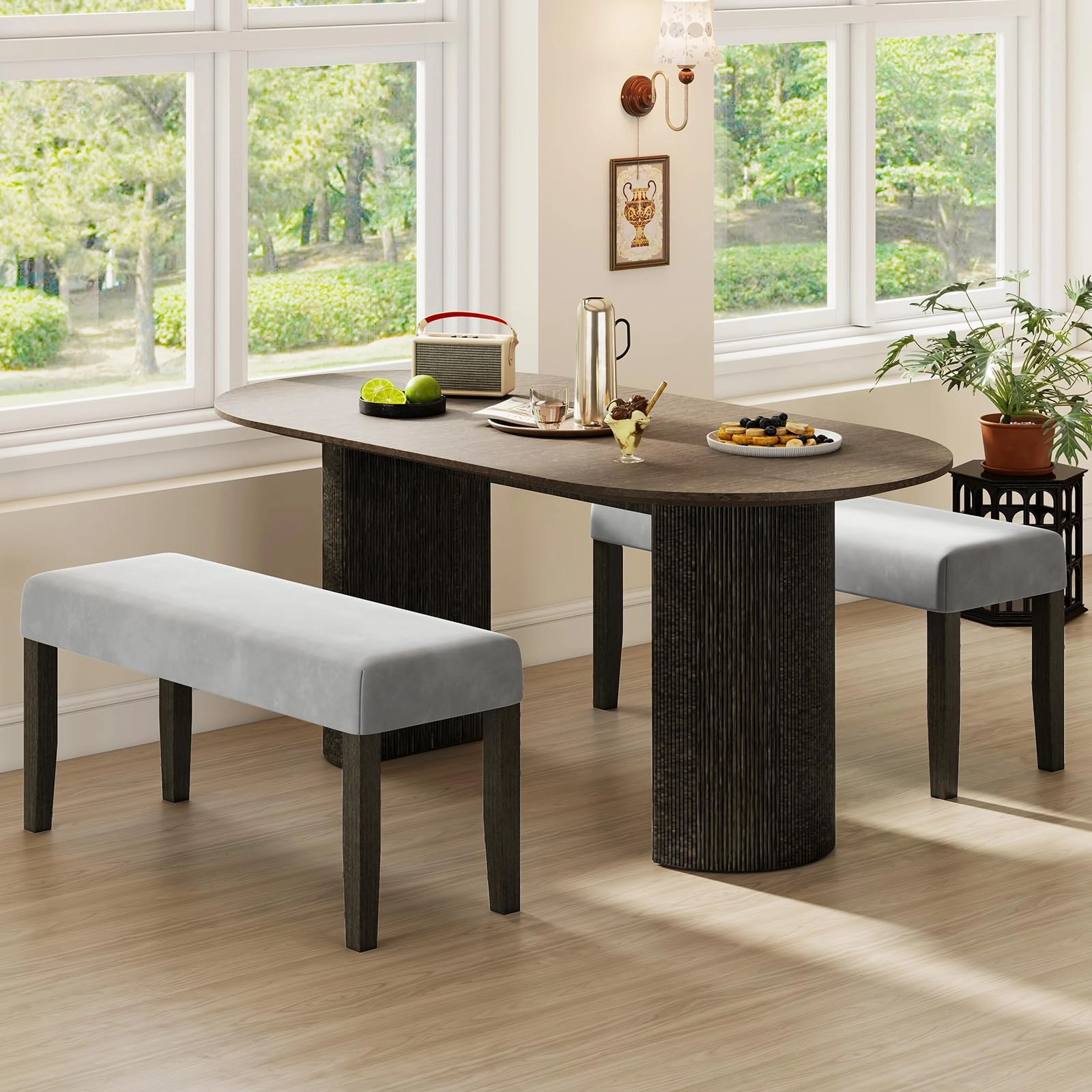 Giantex 42" Upholstered Dining Bench with Velvet Padded Seat