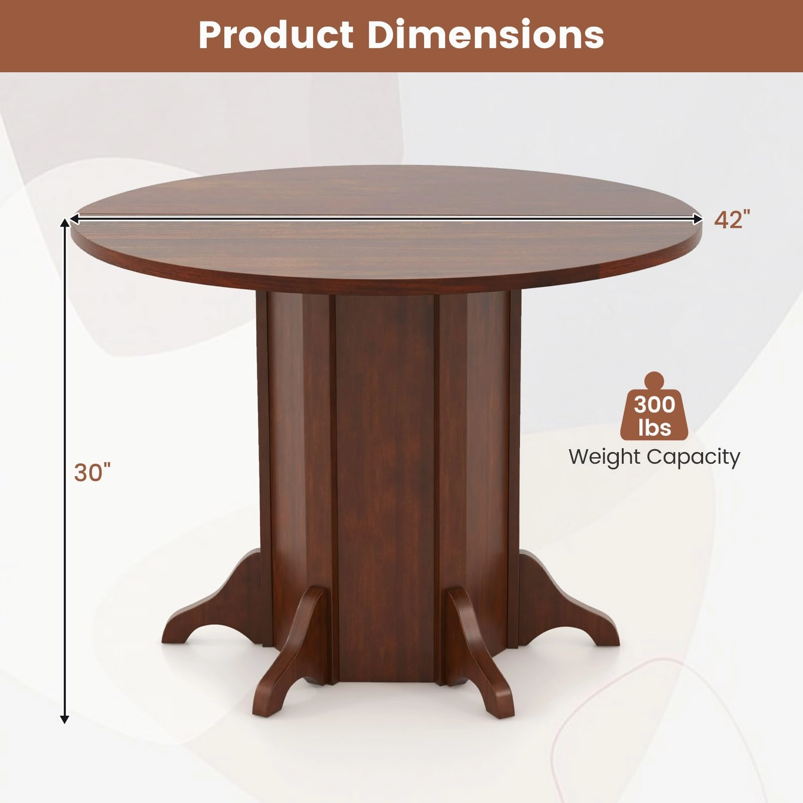 Giantex 42 Round Dining Table, Modern Kitchen Table with Pedestal Base, Solid Wood Frame