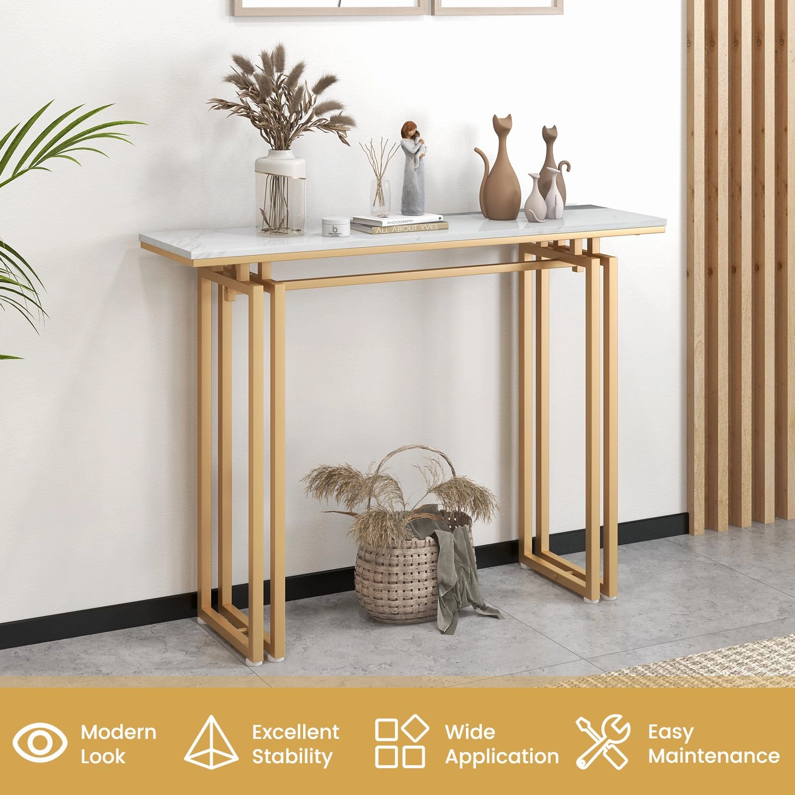 Giantex 43.5" Console Table for Entryway - Faux Marble Sofa Table