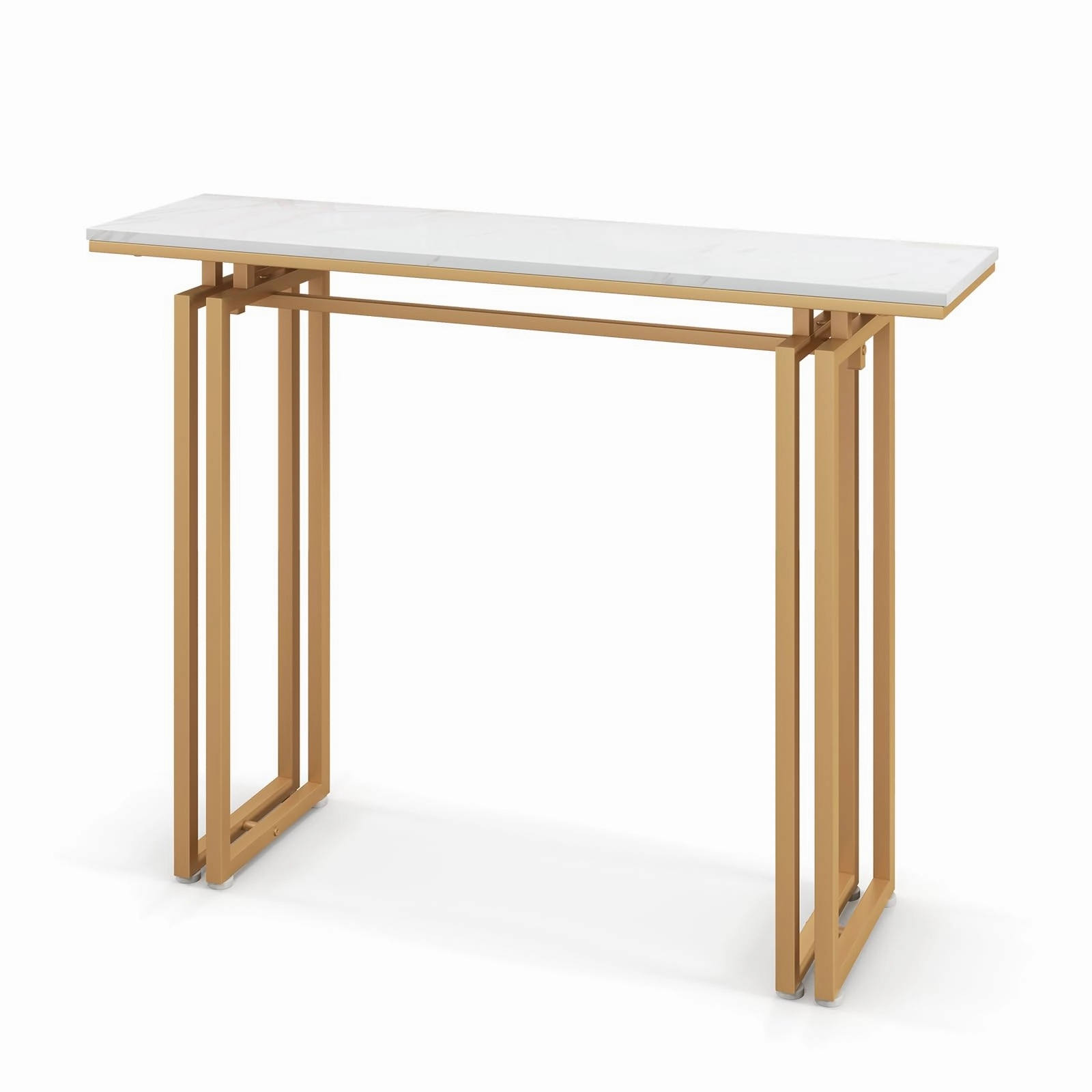 Giantex 43.5" Console Table for Entryway - Faux Marble Sofa Table cowhide rug, animal hide rug