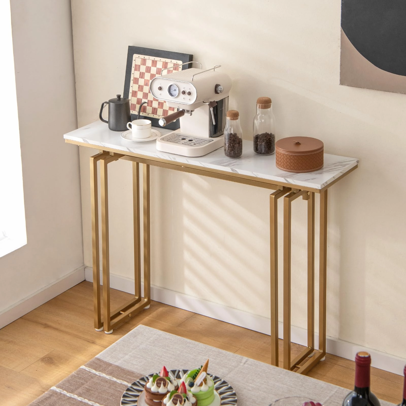 Giantex 43.5" Console Table for Entryway - Faux Marble Sofa Table