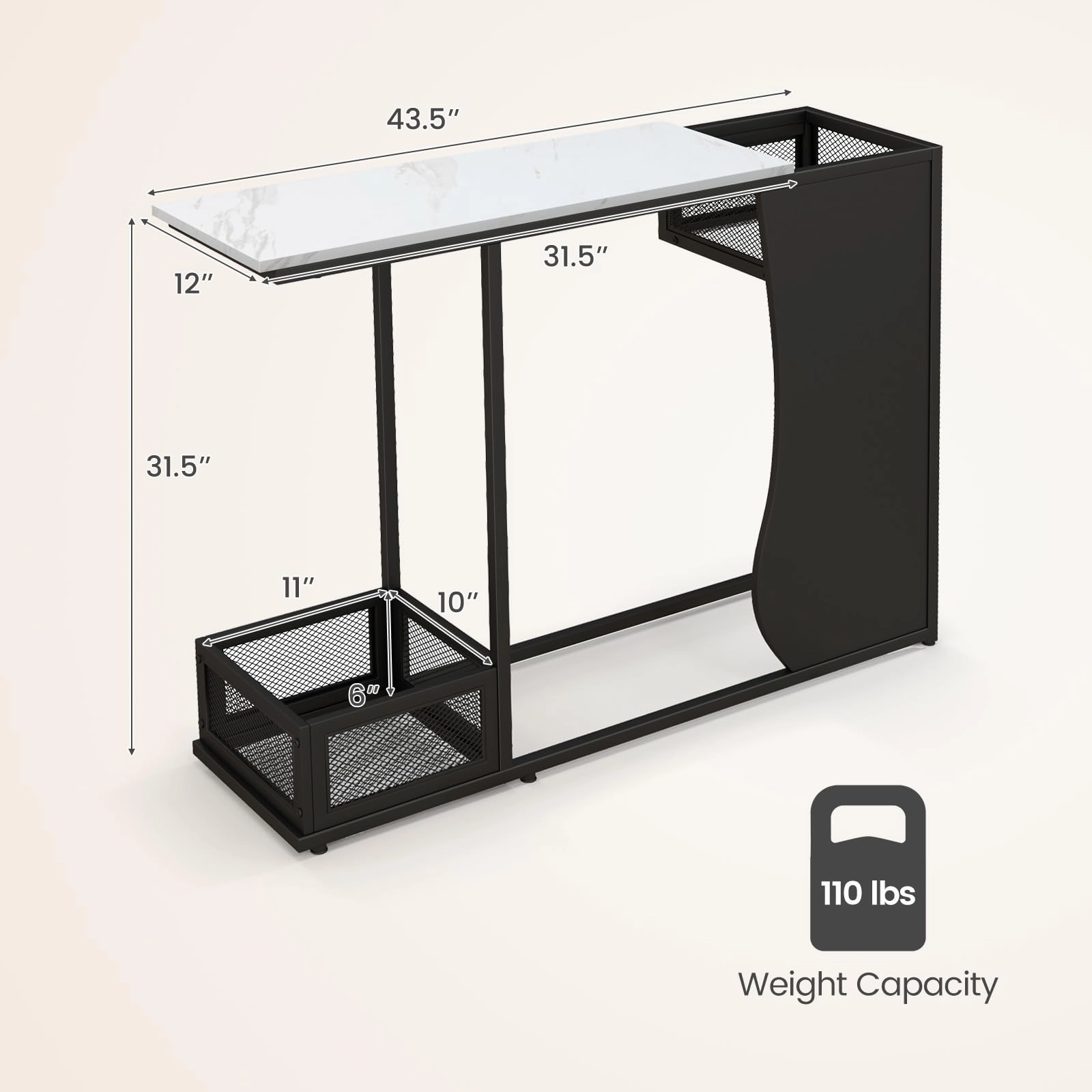 Giantex 43.5" Console Table for Entryway - Modern Entry Table with Faux Marble Top