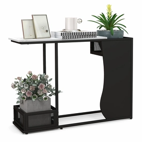 Giantex 43.5" Console Table for Entryway - Modern Entry Table with Faux Marble Top throw pillow, fuzzy blanket