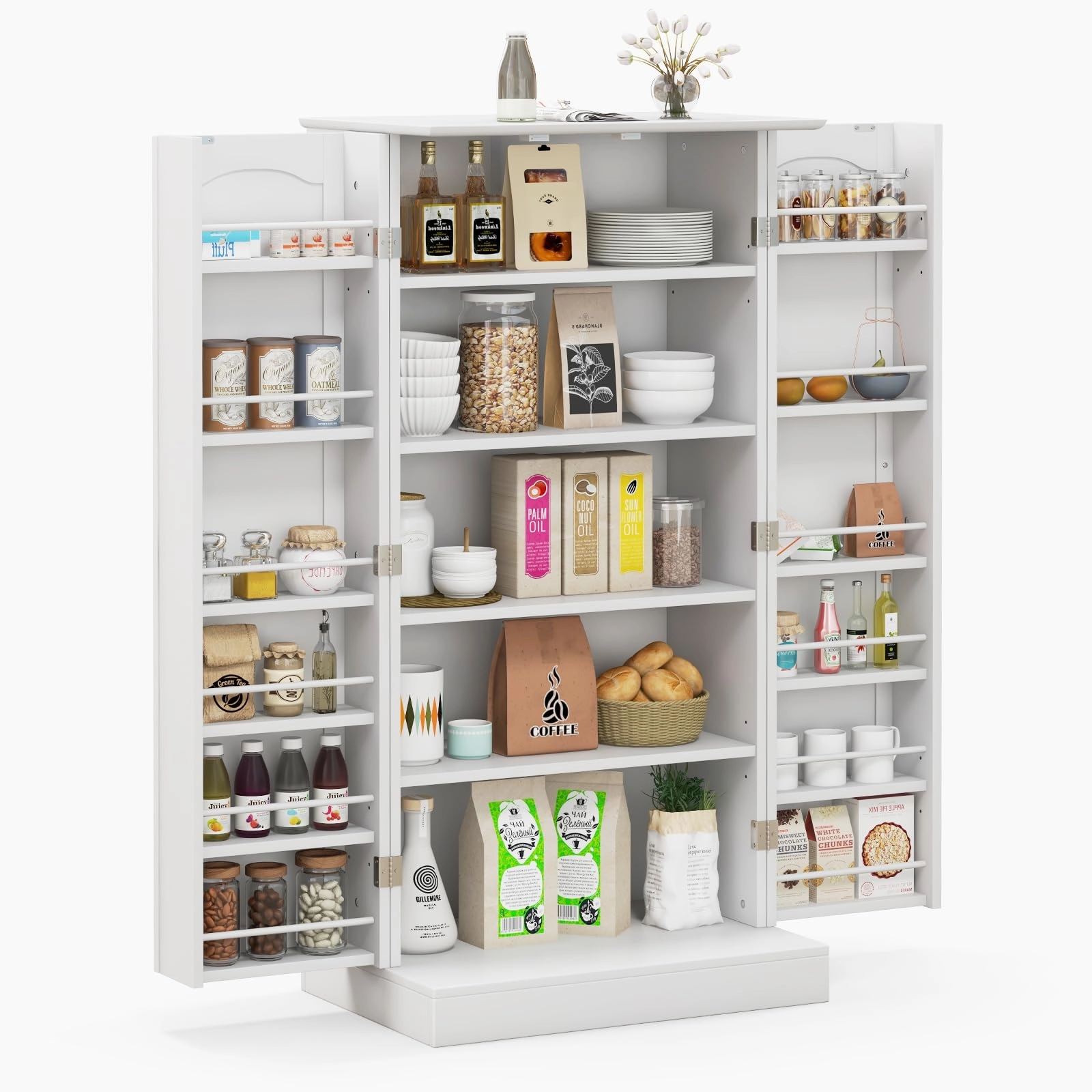 Giantex 47.5 Kitchen Storage Cabinet kitchen towel, placemats