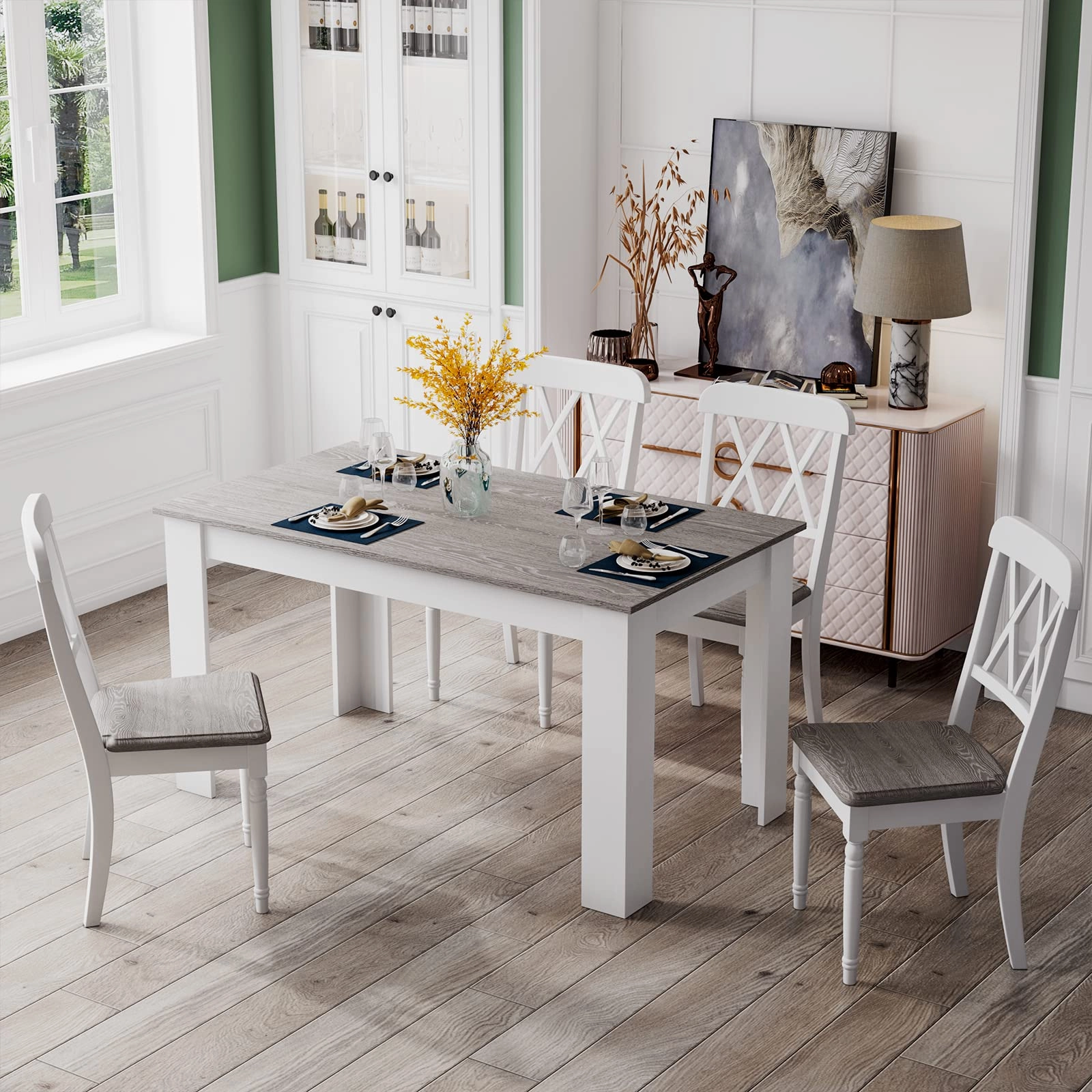 Giantex 47 Inch Dining Table, Kitchen Table for Small Spaces, Modern Rectangular Dinner Table
