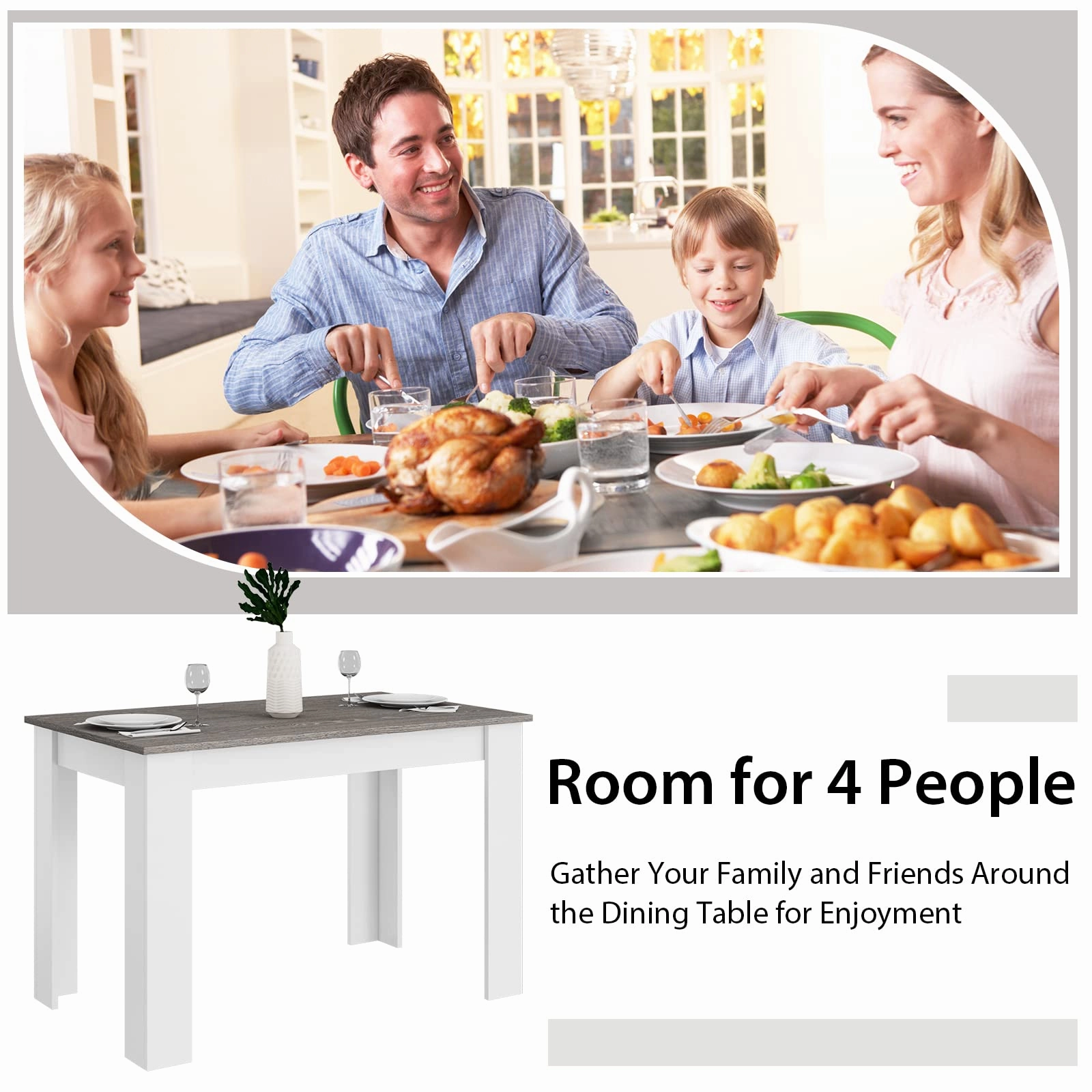 Giantex 47 Inch Dining Table, Kitchen Table for Small Spaces, Modern Rectangular Dinner Table