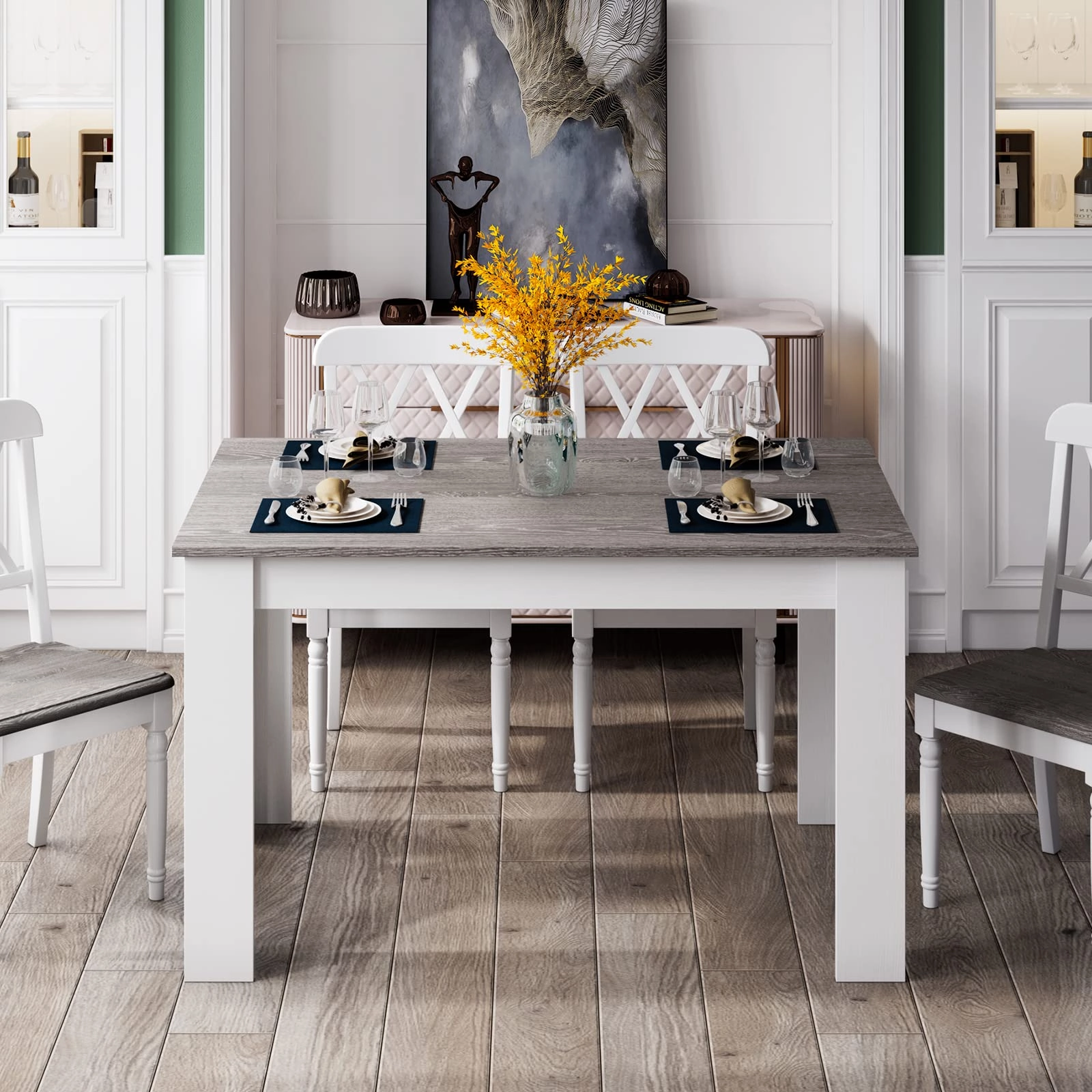 Giantex 47 Inch Dining Table, Kitchen Table for Small Spaces, Modern Rectangular Dinner Table