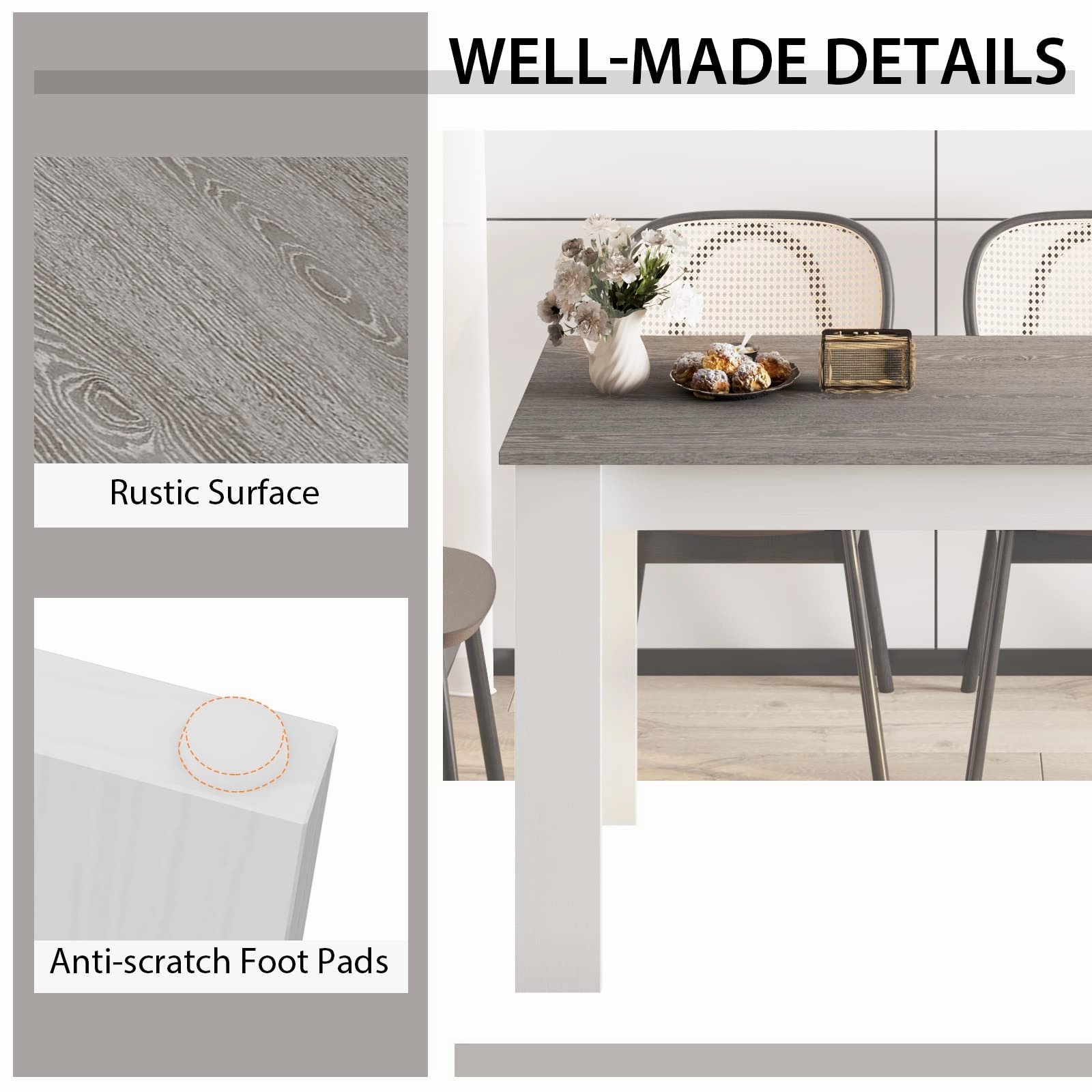 Giantex 47 Inch Dining Table, Kitchen Table for Small Spaces, Modern Rectangular Dinner Table