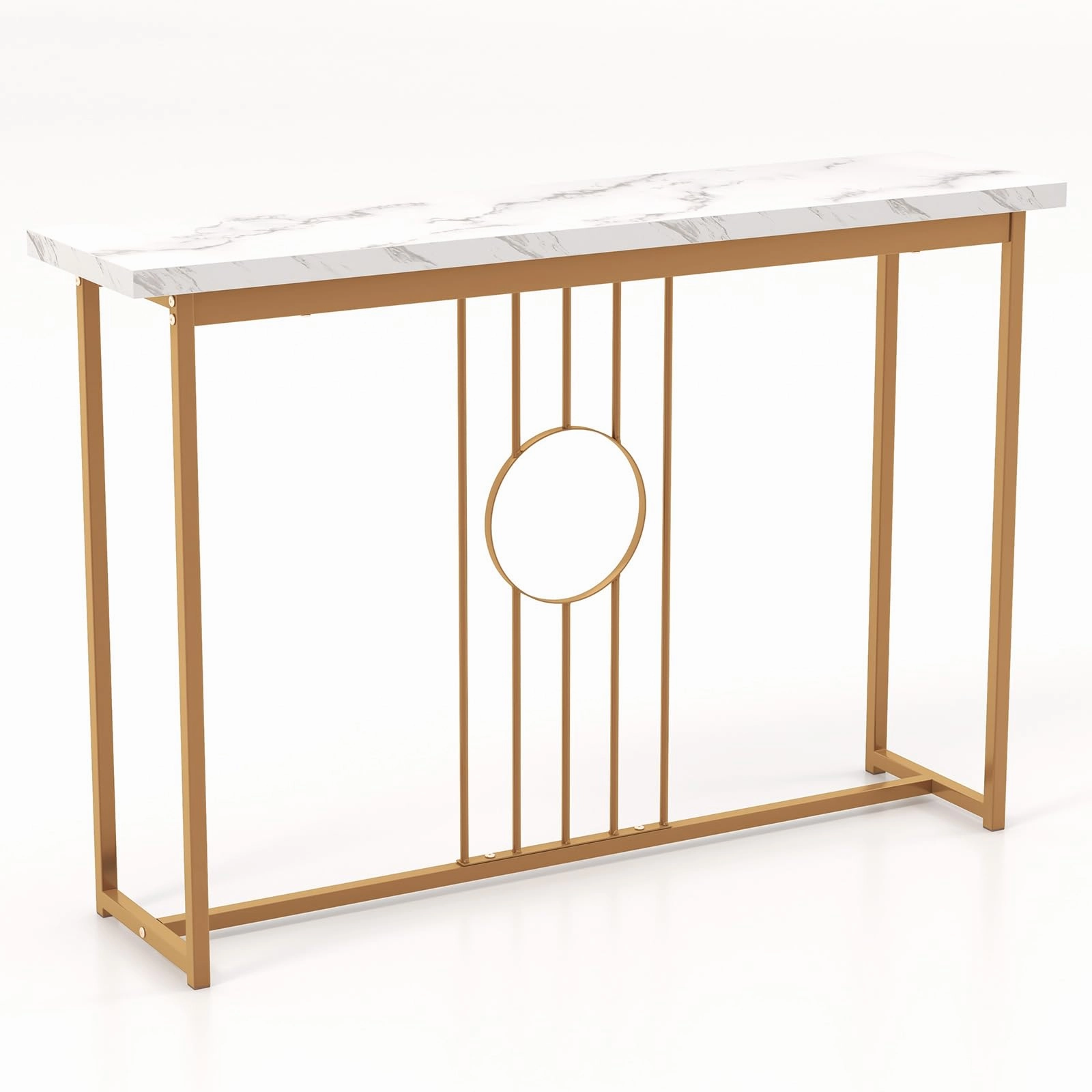 Giantex 47" Entryway Console Table - Faux Marble Console Table cowhide rug, animal hide rug
