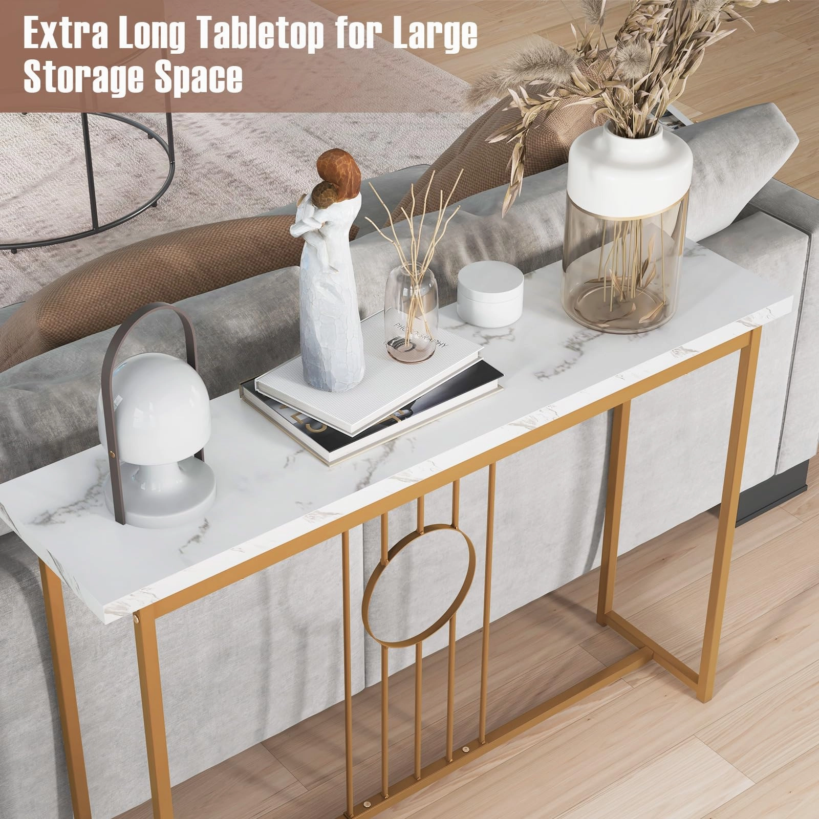 Giantex 47" Entryway Console Table - Faux Marble Console Table