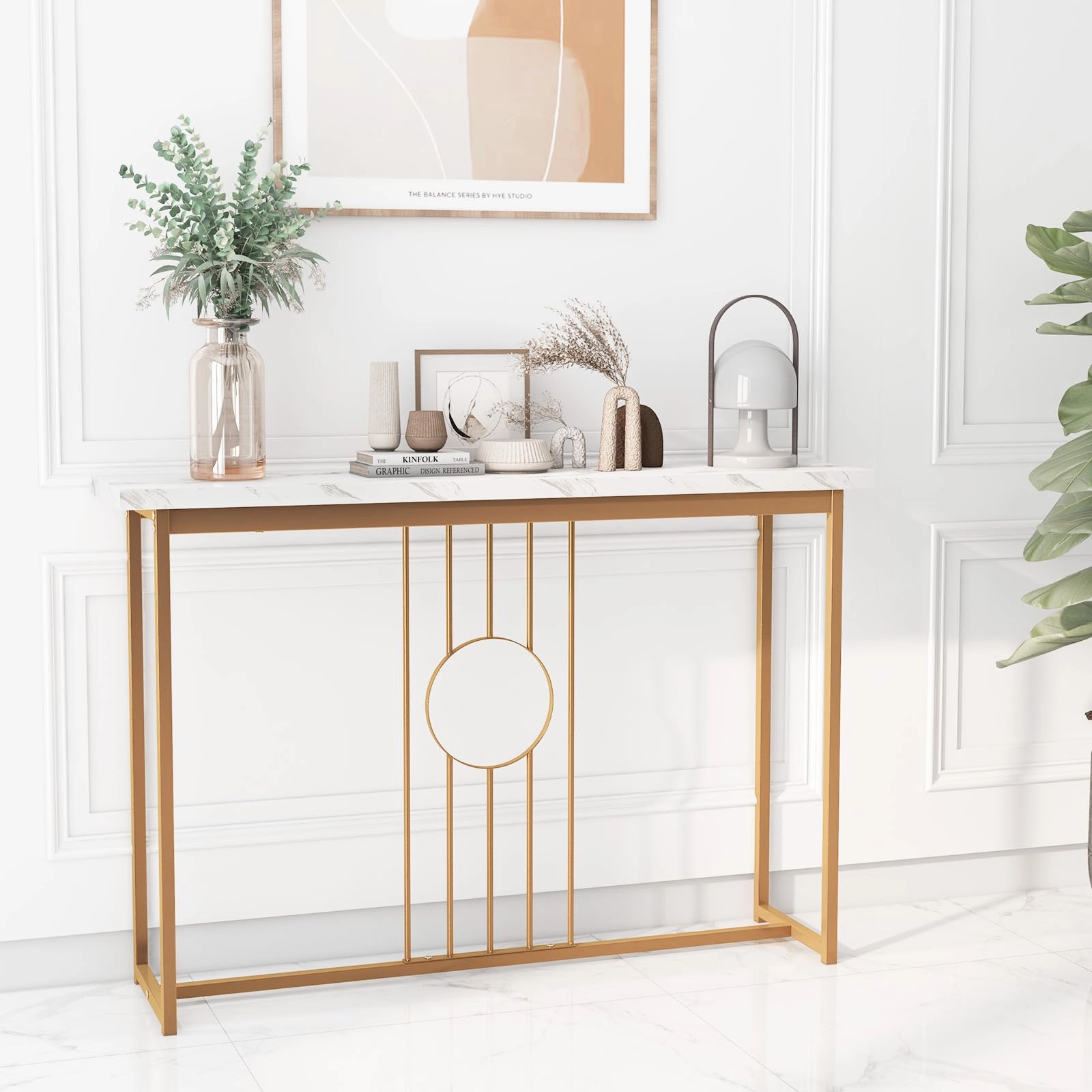 Giantex 47" Entryway Console Table - Faux Marble Console Table
