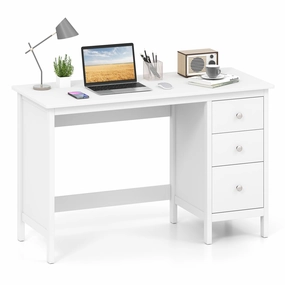 Giantex 48 Inch White Desk with Drawers outdoor dining set, patio table