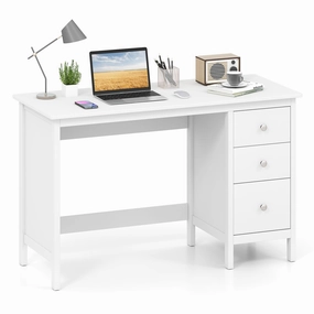Giantex 48 Inch White Desk with Drawers patio decor, garden accessories