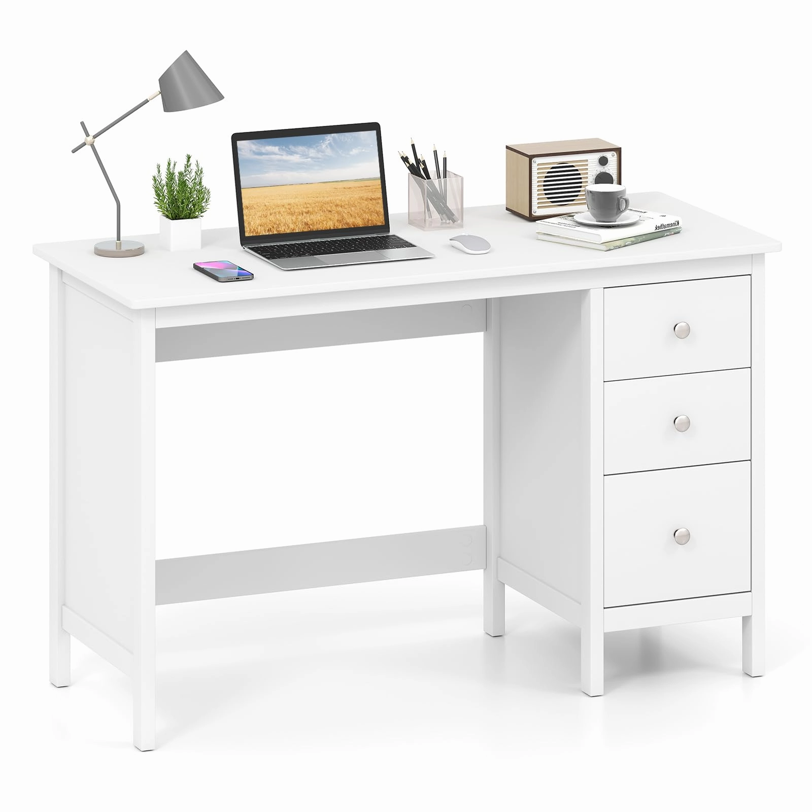 Giantex 48 Inch White Desk with Drawers