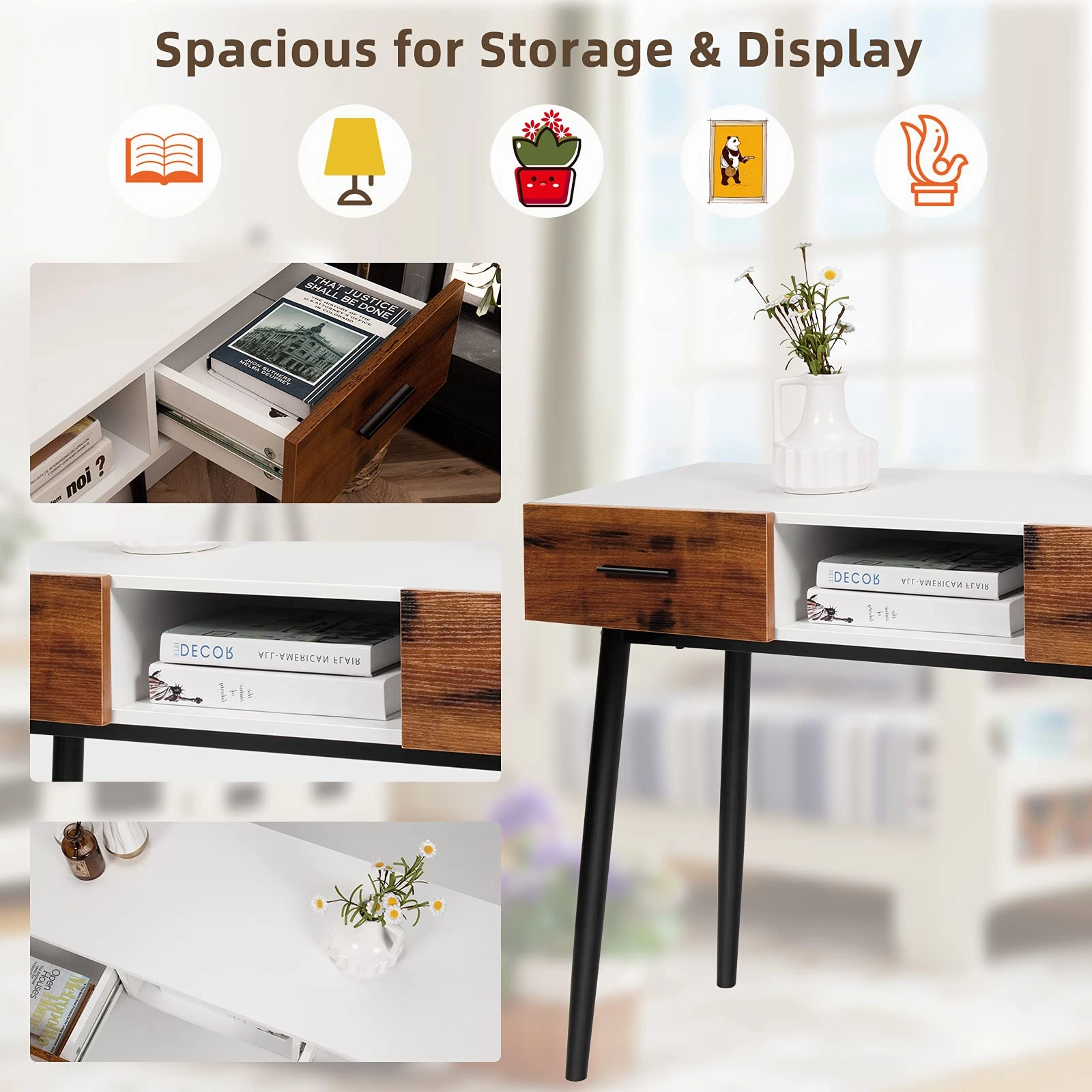 Giantex 48" Console Table, Industrial Style Sofa Table w/ 2 Drawers & Middle Open Shelf