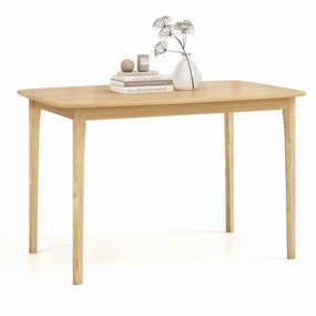Giantex 48" L Rectangular Wooden Dining Table, Solid Rubber Wood Kitchen Table (Natural) kitchen towel, placemats