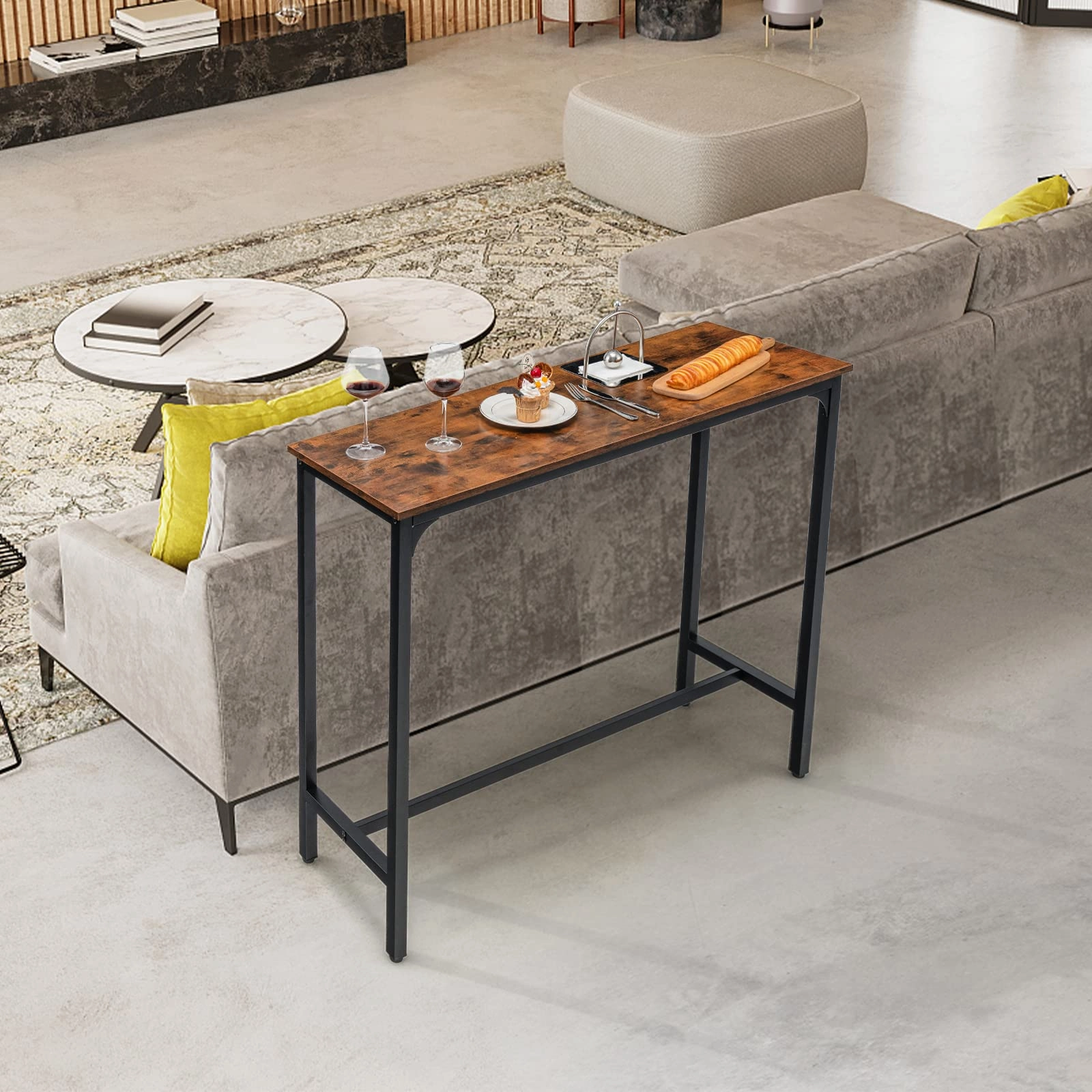 Giantex 48" Narrow Console Table - Long Bar Table, Rectangular Kitchen Dining Table