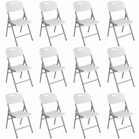 Giantex 4/8/12-Pack Plastic Folding Chairs, HDPE Waiting Room Chairs w/Metal Frame kitchen towel, placemats