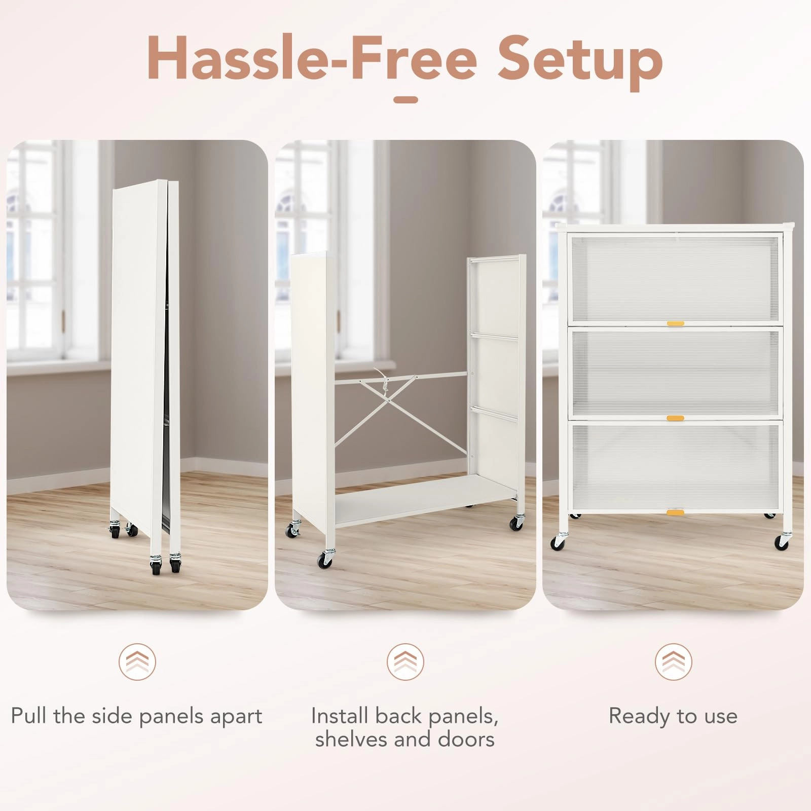Giantex 4-Tier Kitchen Storage Cabinet, Mobile Folding Kitchen Bakers Rack with Flip-up PC Doors