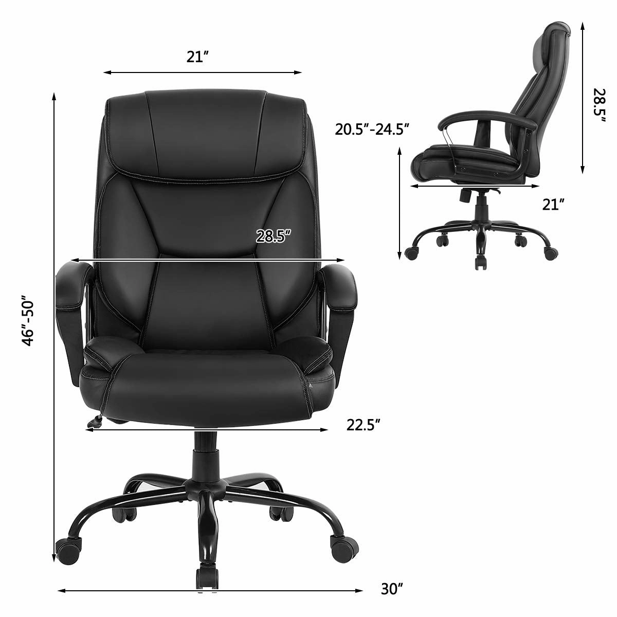 Giantex 500 lbs Big and Tall Office Chair, Massage Executive Chair w/ 6 Vibrating Points
