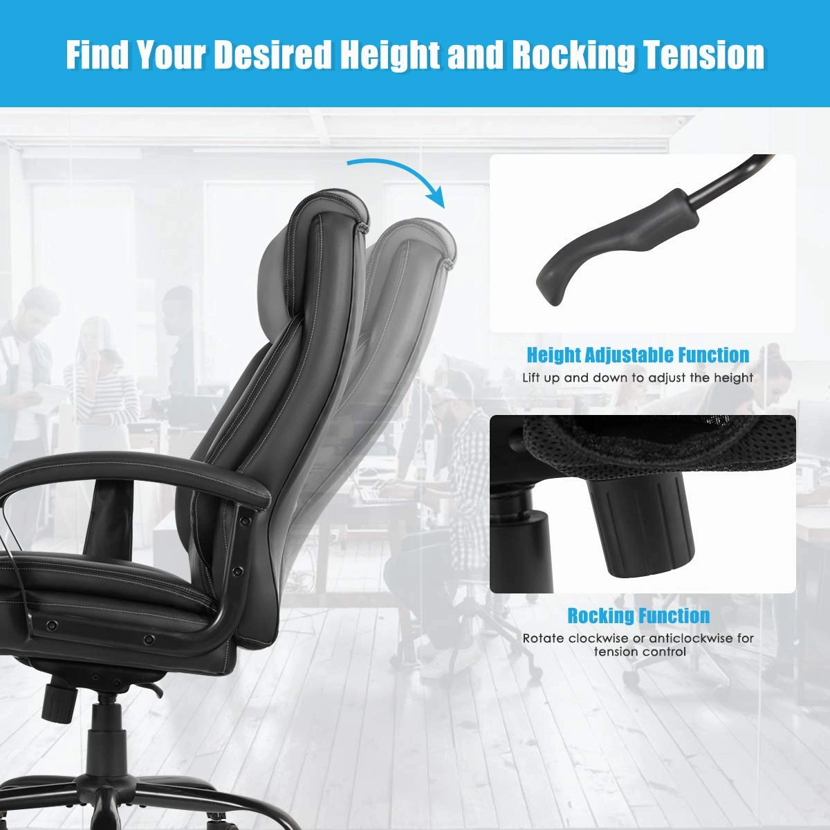 Giantex 500 lbs Big and Tall Office Chair, Massage Executive Chair w/ 6 Vibrating Points
