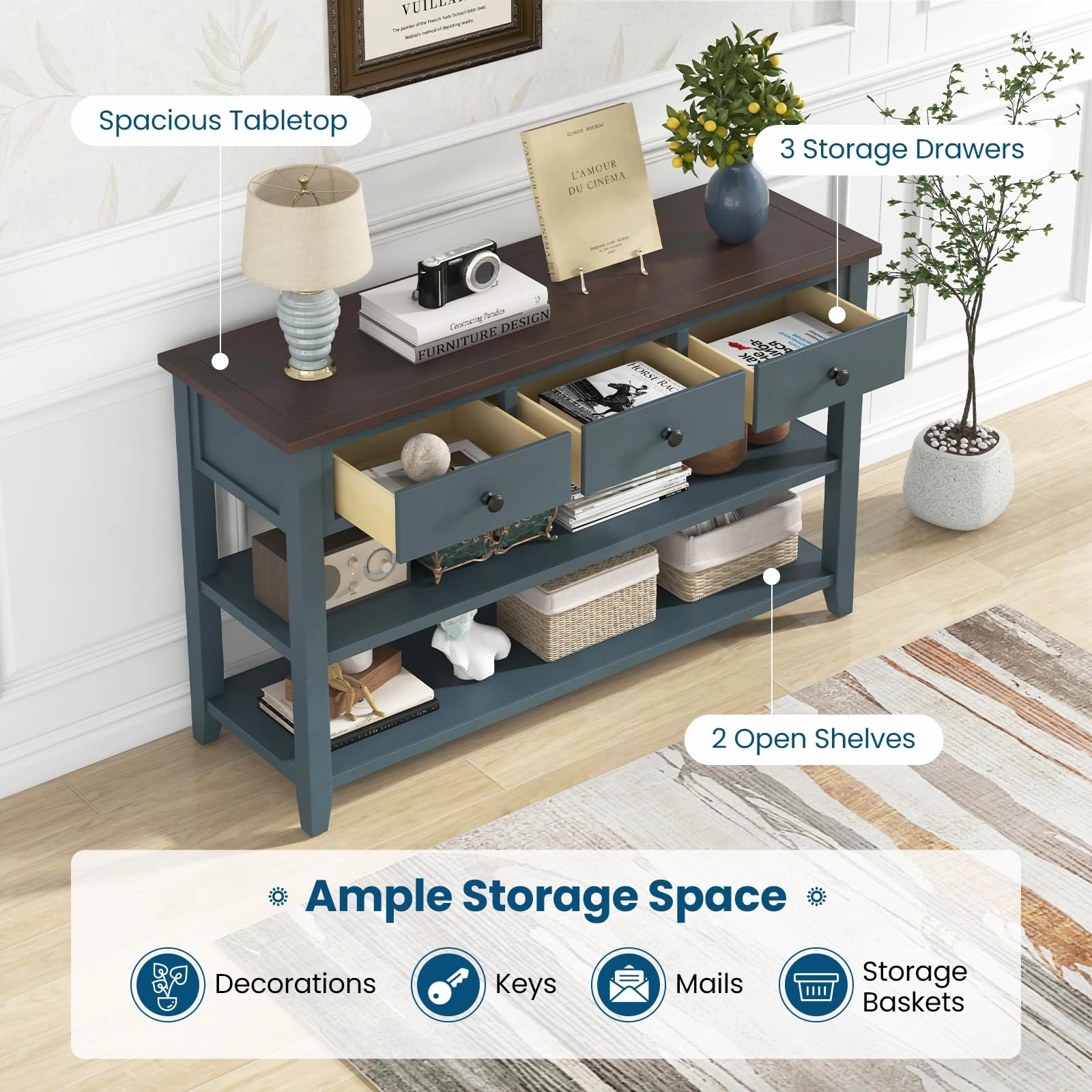 Giantex 50" Farmhouse Entryway Table, Narrow Console Table